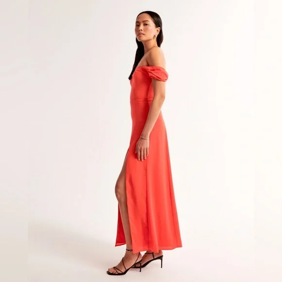 A&F Camille Off The Shoulder Maxi Dress, Medium Petite - Picture 3 of 7